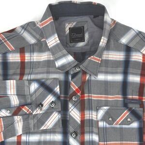 7 Diamonds Mens Plaid Long Sleeve Button Up Shirt XXL Gray Red Blue Traditional
